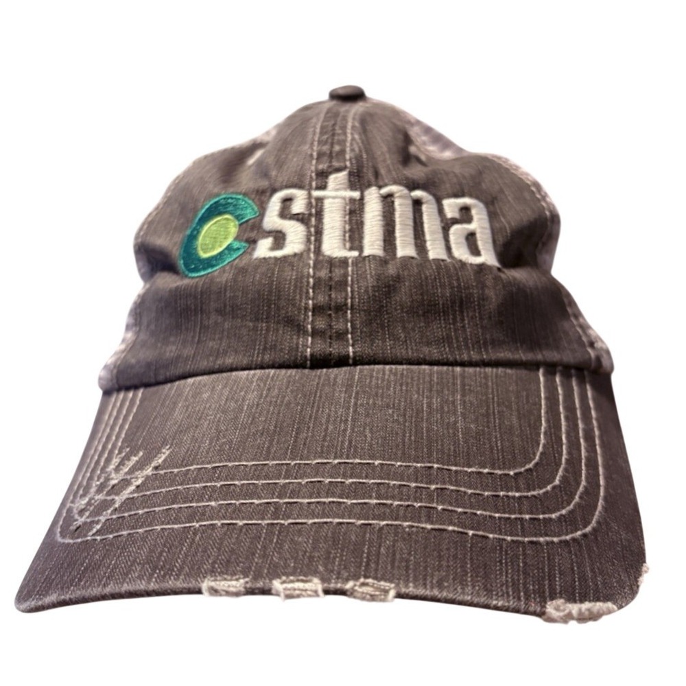 CSTMA Gray Trucker Hat Distressed Mesh Back Adjustable Cap One Size